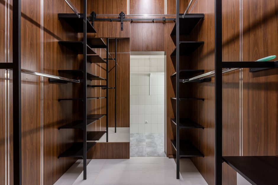 Wooden closet shelving details