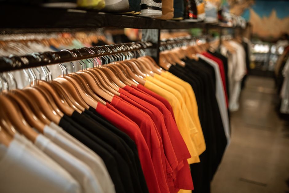 Clothes hanging neatly on a rack
